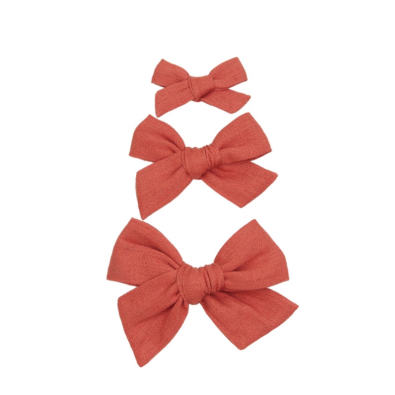 Linen Bow – Persimmon Clip