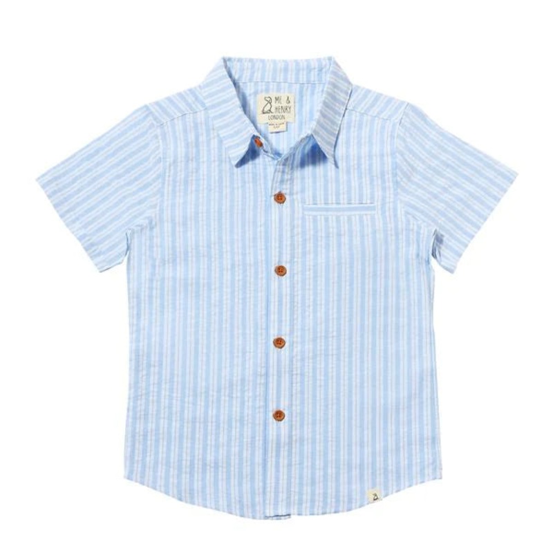 Newport Short Sleeve Shirt – Blue & White Double Stripe