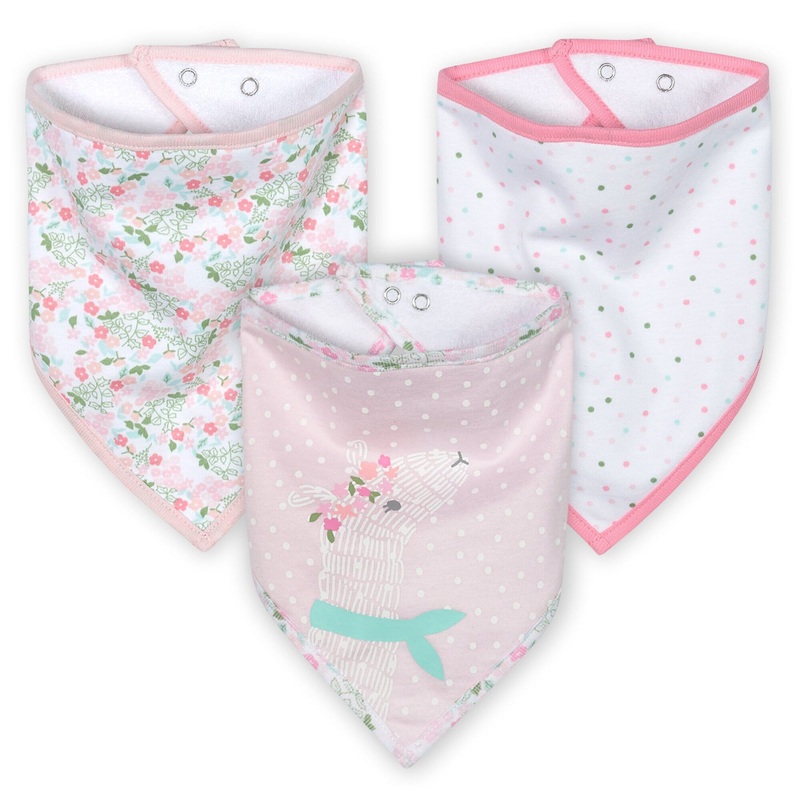 3-Pack Baby Girls Lil’ Llama Bandana Bibs