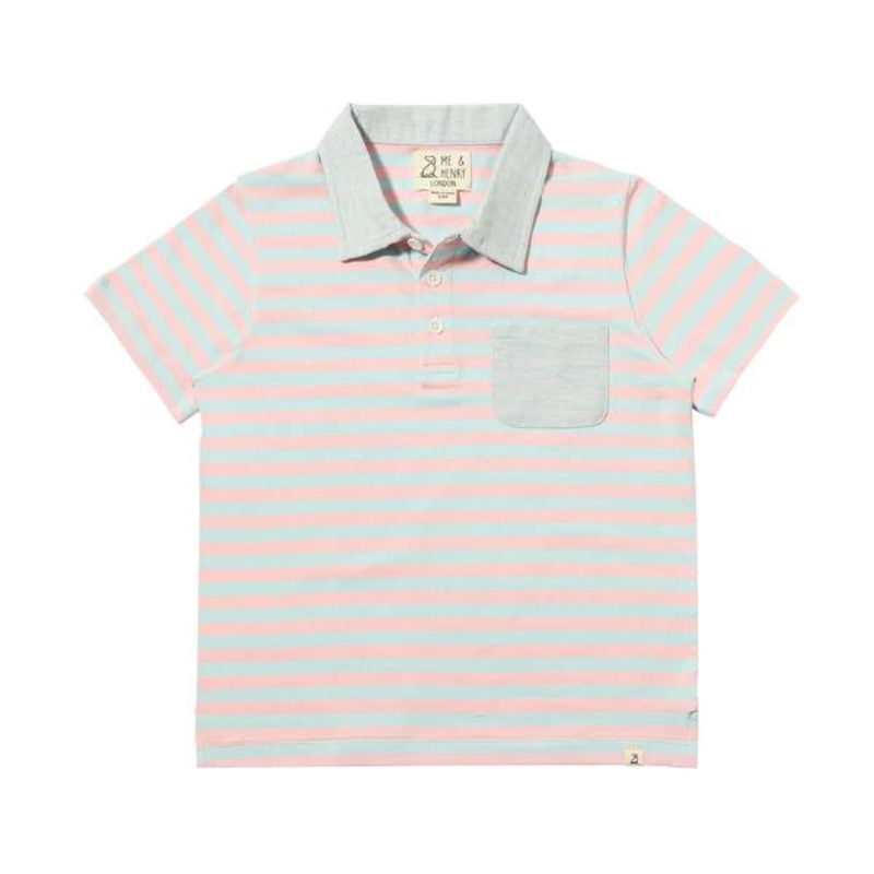 Anchor Polo – Pink & Sky Striped Slub