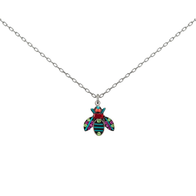 Firefly Bee Necklace- Blue Zircon