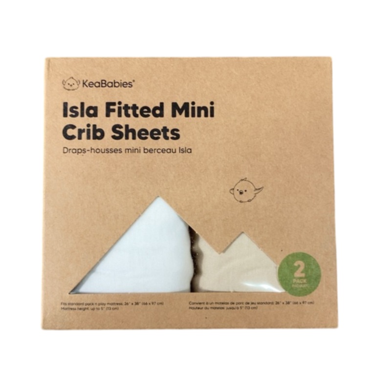 KeaBabies Isla Fitted Mini Crib Sheets, Khaki