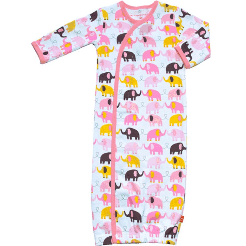 Magnificent Baby Girl’s Elephants On Parade Gown – Newborn to 3 Months