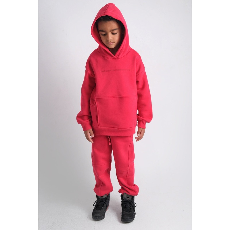 Unisex “Small People” Red Long-Sleeved Hoodie