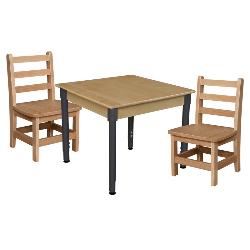 24″ x 36″ Rectangle Hardwood Adjustable-Height Table w/ Chairs (11″ Seat Height)