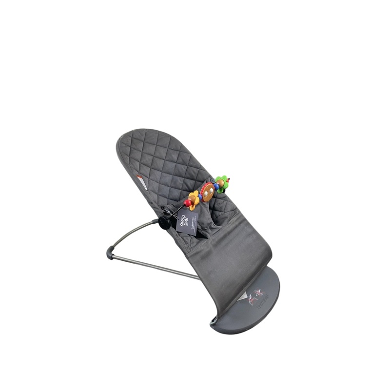 BabyBjorn Bouncer Bliss Bundle With Toy Bar, Anthracite Cotton Classic Quilt, Dark Gray Frame, Googly Eyes