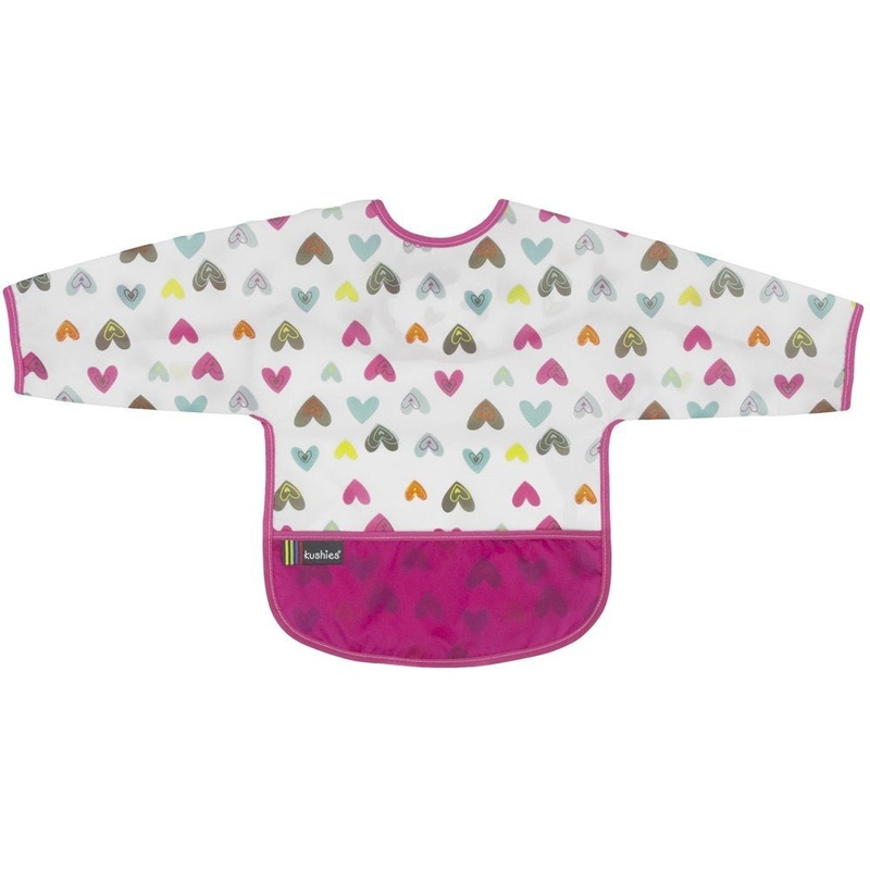 Kushies Cleanbib with Sleeves, 6 to 12 Months – Hearts