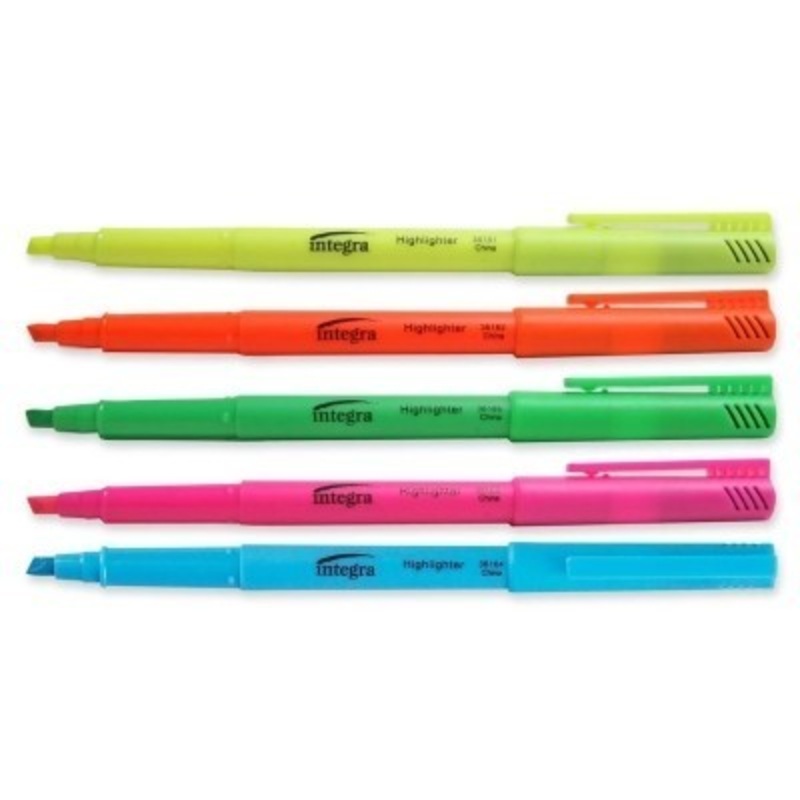 Pen Style Fluorescent Highlighters (Assorted 5-pack)