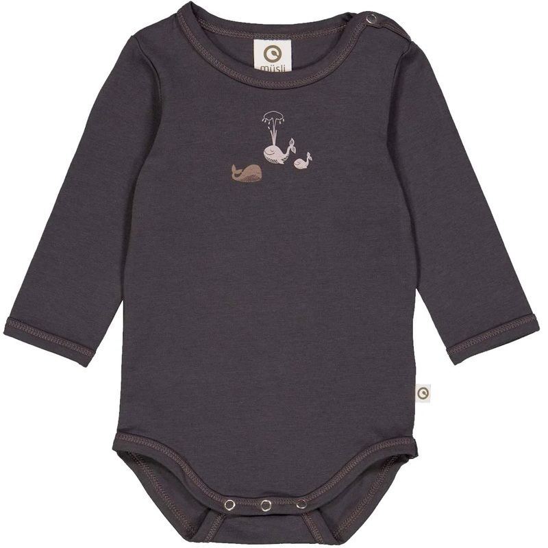 Whale Print Long Sleeve Bodysuit – Mystery Blue