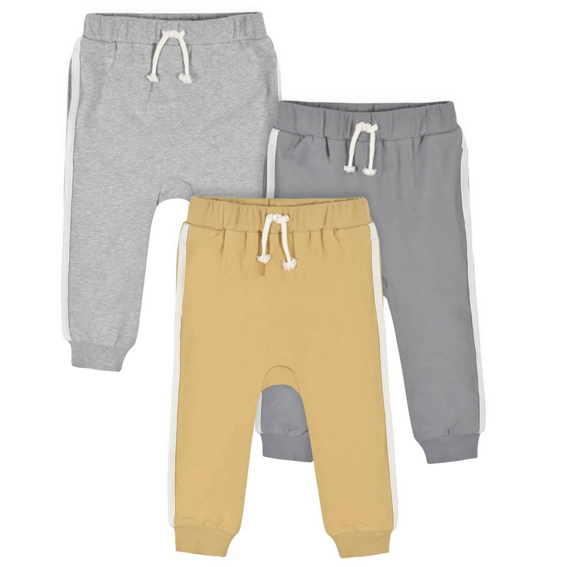 3-Pack Toddler Boys Mustard & Gray Joggers, 5T