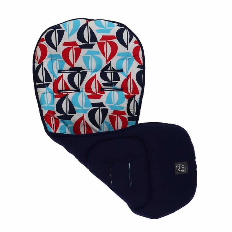 Long Stroller Mat Sail Boats Navy Blue