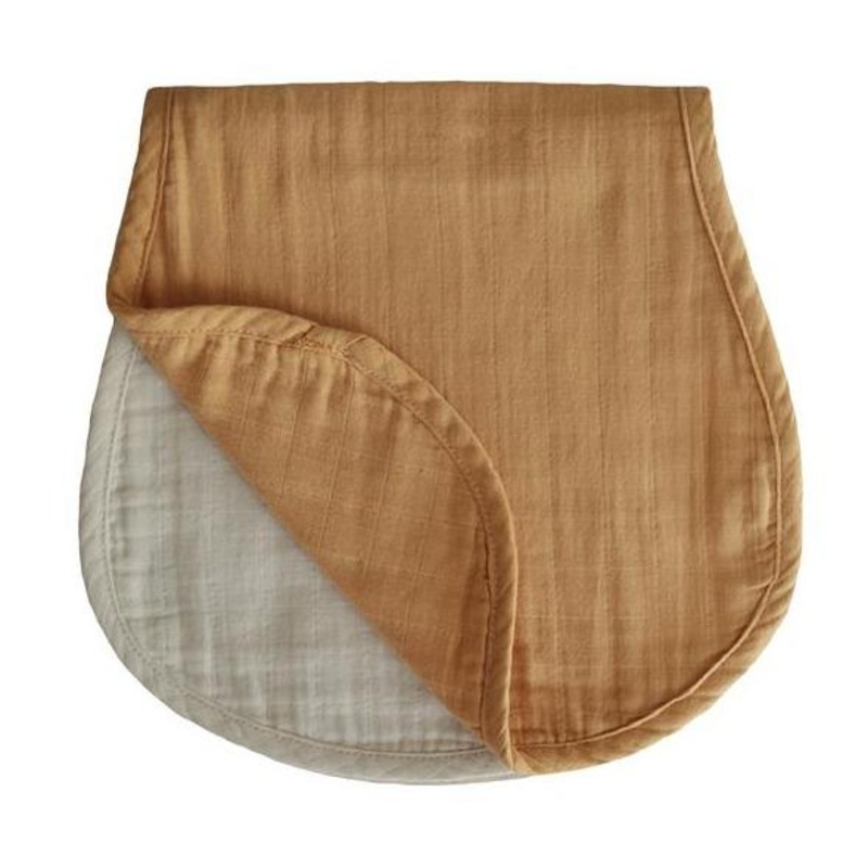Mushie – Organic Cotton Muslin Burp Cloth 2-Pack – Fall Yellow + Fog