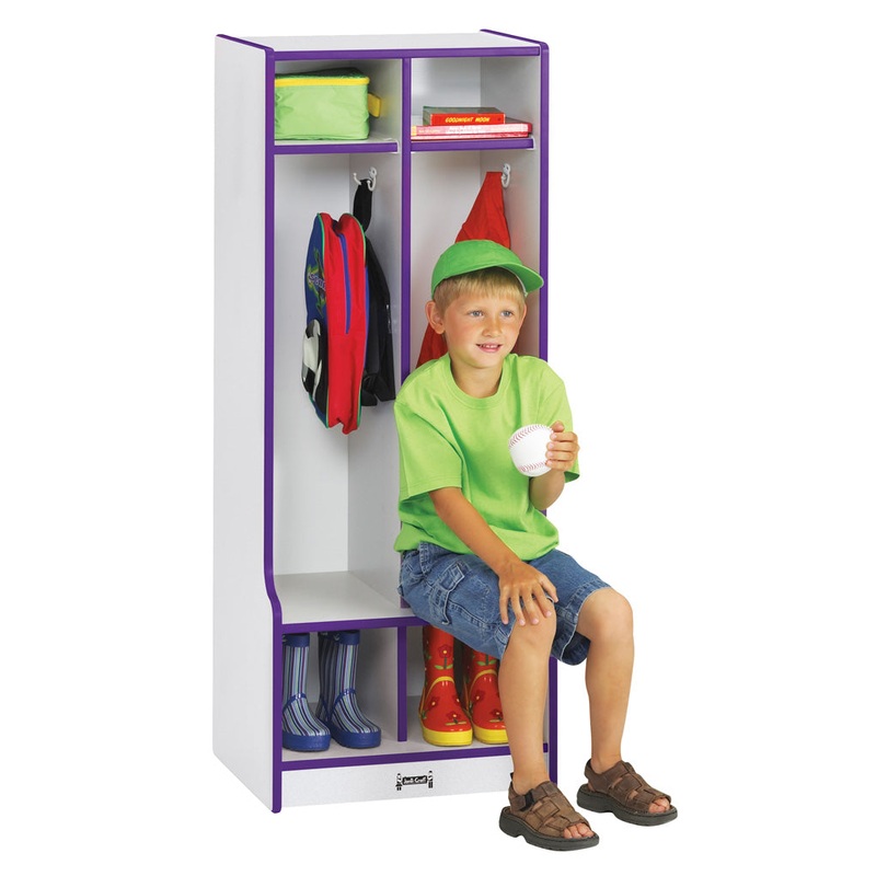 Rainbow Accents 2 Section Coat Locker with Step – Purple