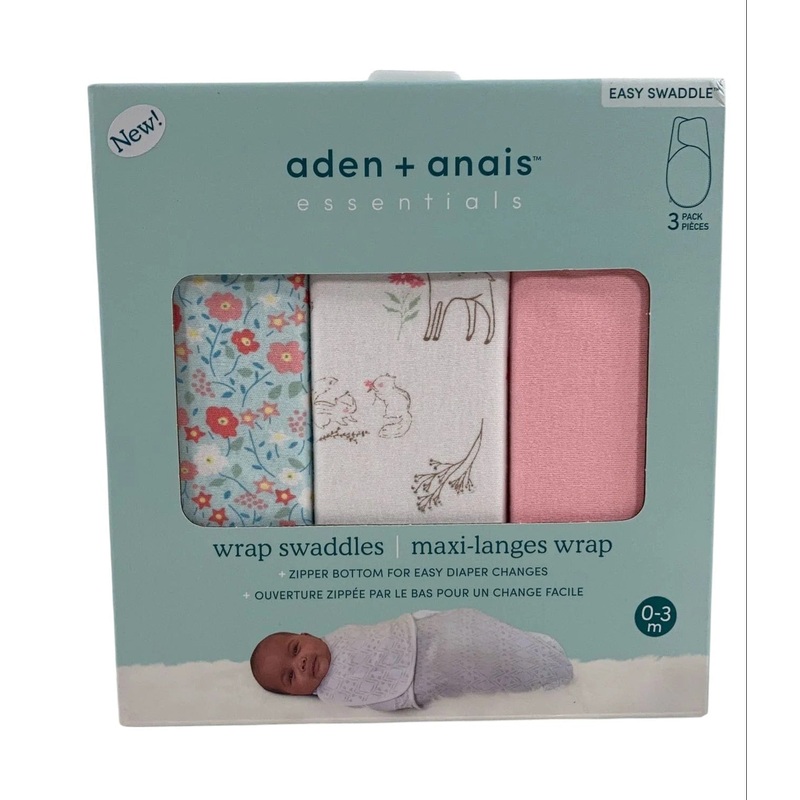 Aden + Anais Essentials Easy Wrap Swaddle, 3 Pack, 0-3 Months, Fairy Tale Flowers