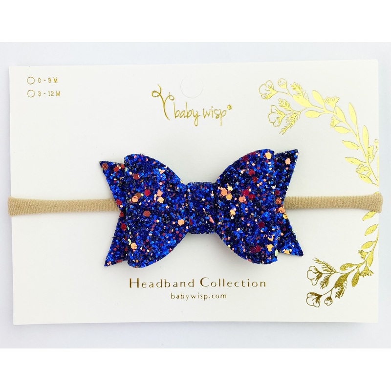 Bow Headband-Blue Glitter
