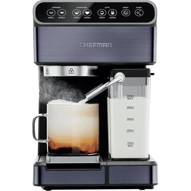 NEW-Chefman Barista Pro 6-in-1 Espresso Machine with Milk Frother, 20-BAR Pump