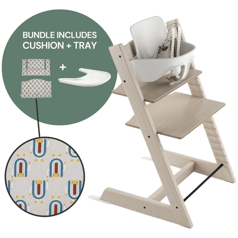 Tripp Trapp Complete High Chair Bundle – Whitewash / Robot Grey