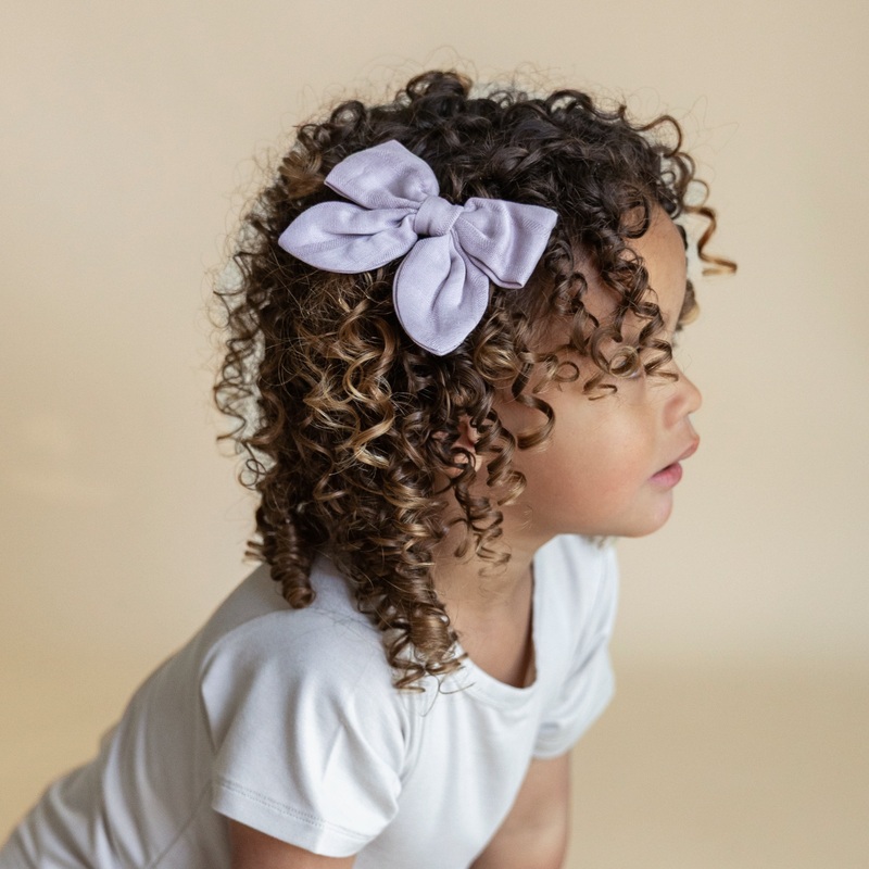 Bamboo Muslin Alligator Clip Bow in Wisteria