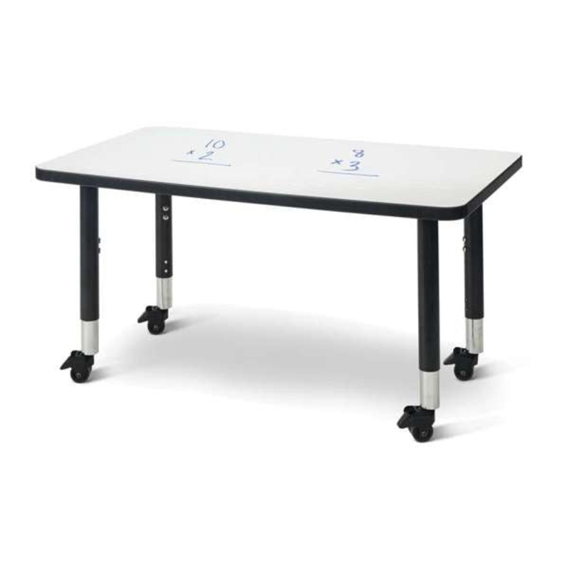 Berries Rectangle Dry Erase Table – 24″ x 36″, Mobile – Write-n-Wipe/Black/Black