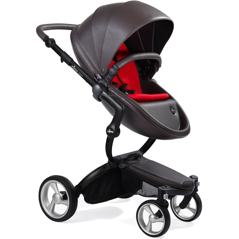 Mima Xari Complete Stroller, Black – Chocolate Brown / Ruby Red
