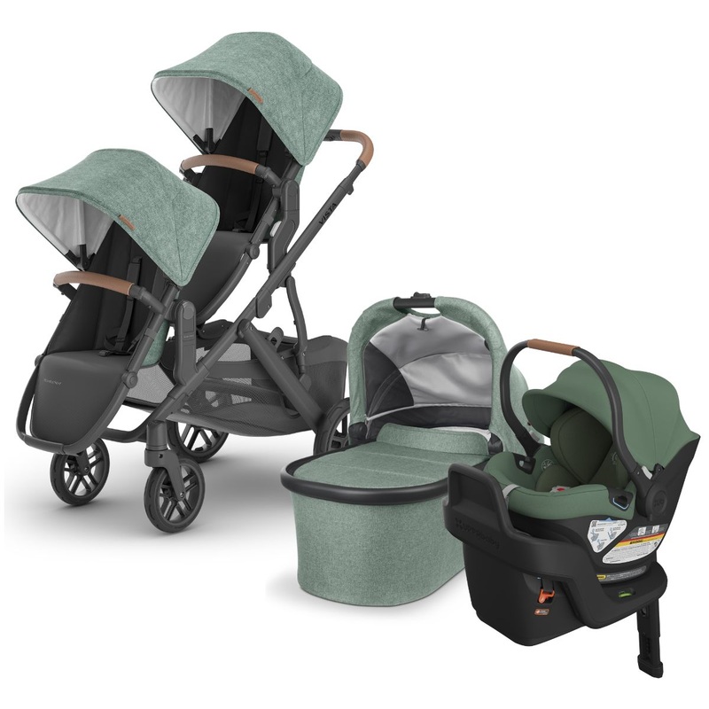 UPPAbaby VISTA V2 Double Stroller + Aria Travel System Bundle with Rumble Seat V2+ – Gwen