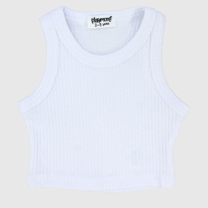 White Cropped Ribbed Tank Top