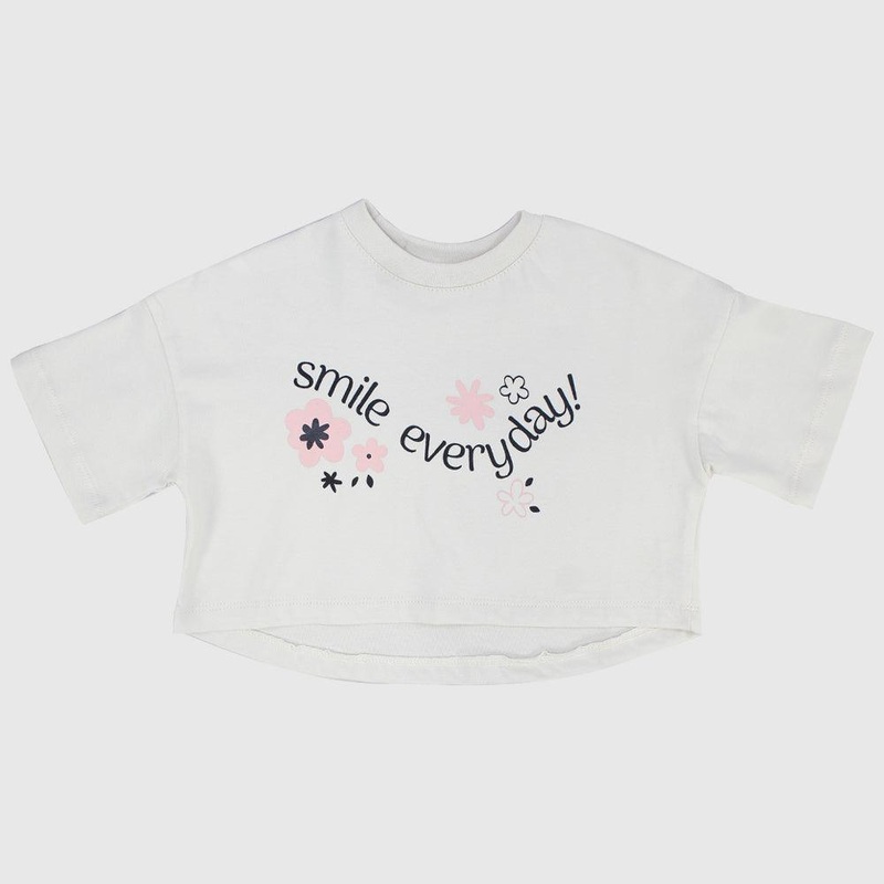 “Smile Everyday” Short-Sleeved Cropped T-Shirt