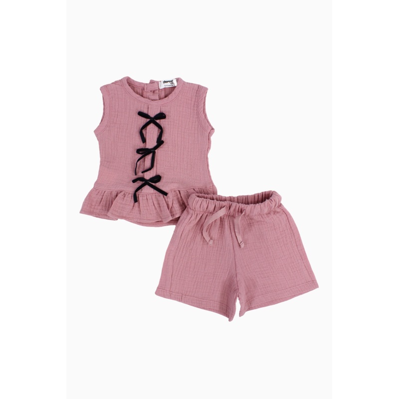 Baby Girls Cotton 2-Piece Outfit Set  Dusty Pink