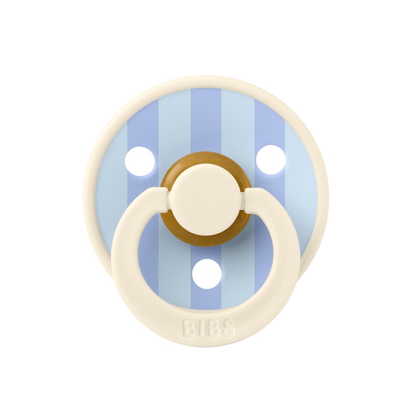 BIBS Studio Color Block Pacifier Round Latex – Size 1 – Ivory/Dusty Blue