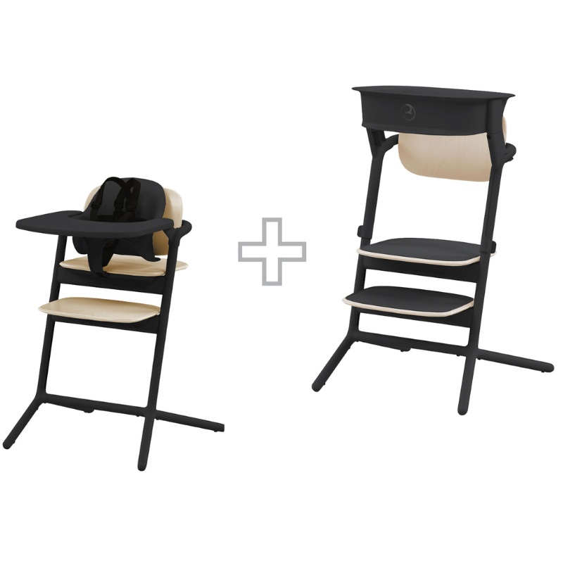 Lemo 3-in-1 High Chair + Training Tower Set – Sand Black
