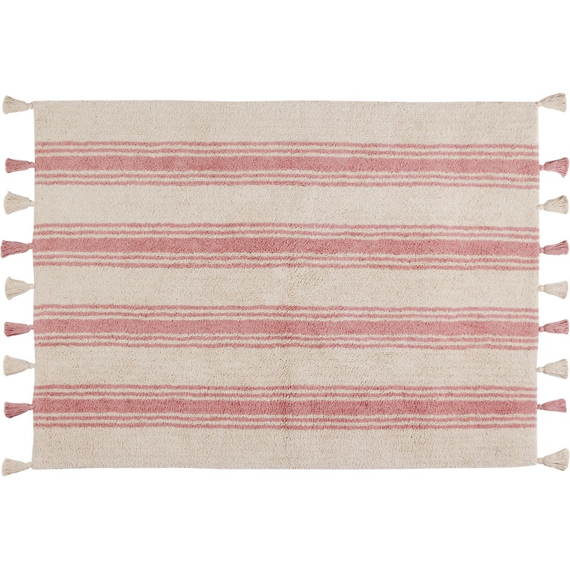 Lorena Canals Stripes Rug – Coral Pink (4′ x 5′ 3″)