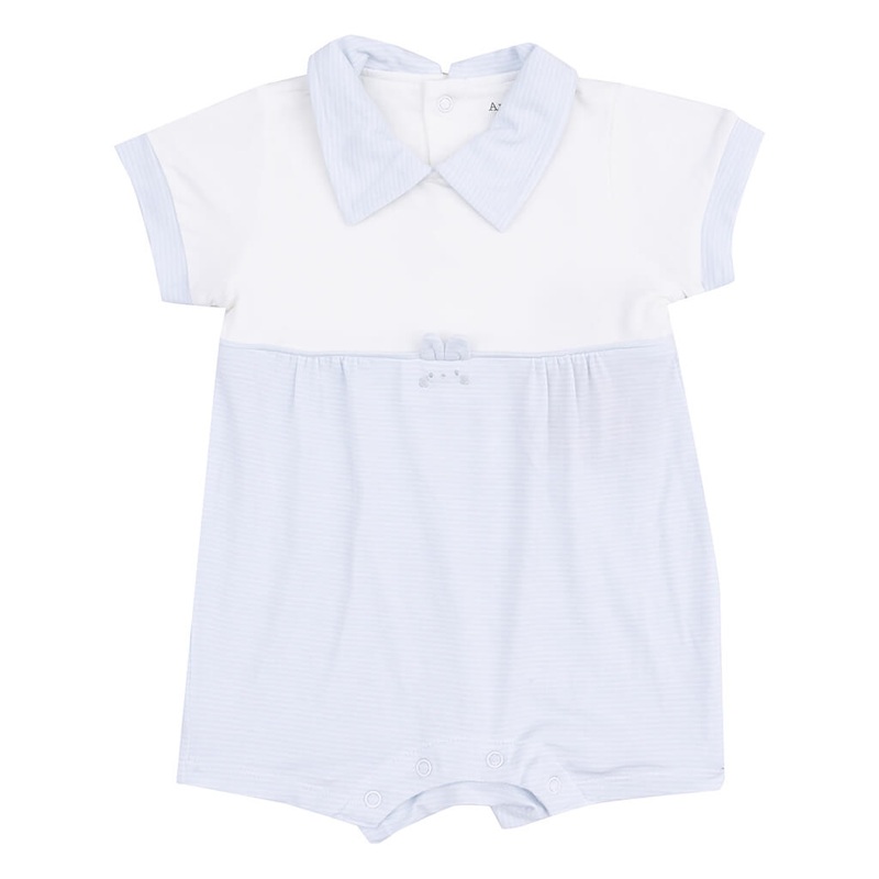 Ruffle Romper Stripe Classic Blue Tiny Bunny