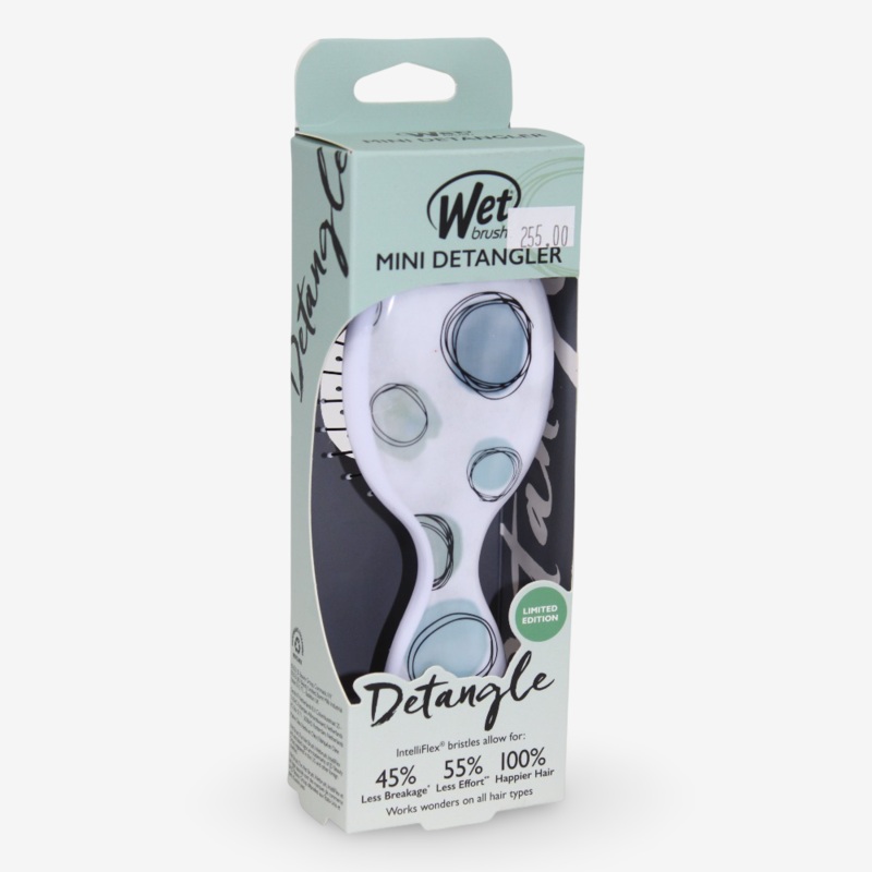 Wet Brush Mini Detangling Hairbrush, Teal Polka Dots (Watercolor Motif)
