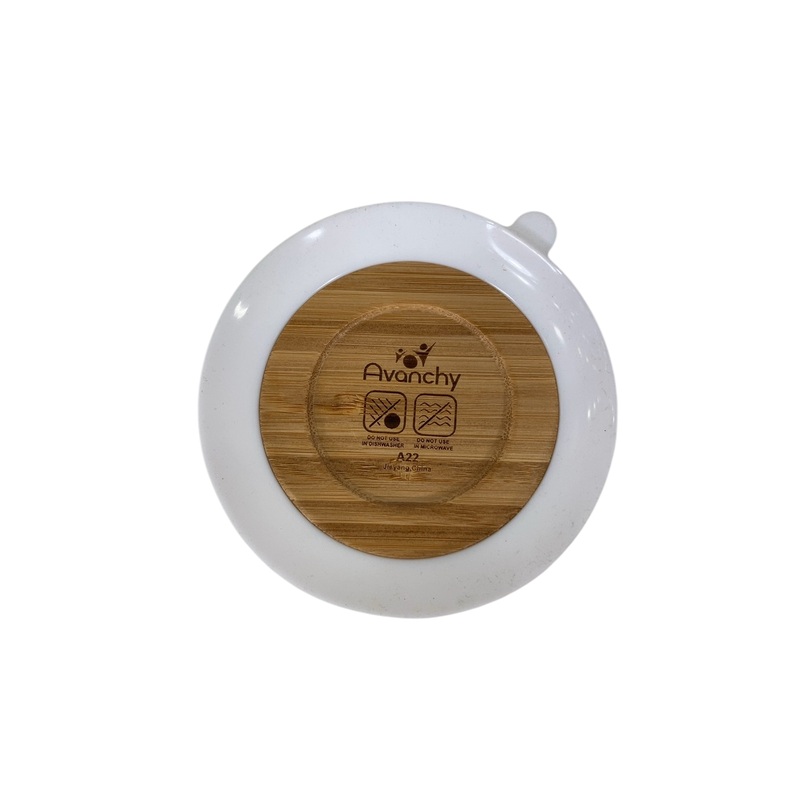 Avanchy Bamboo Bowl and Spoon Set, White