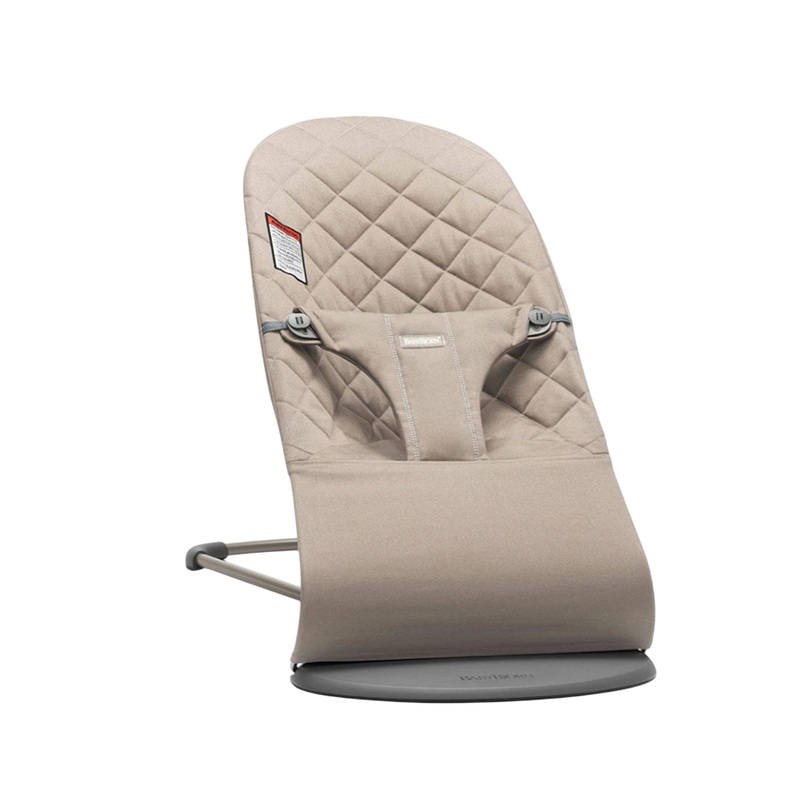 BabyBjorn Bouncer Bliss, Dark Gray Frame, Sand Gray Cotton Classic Quilt