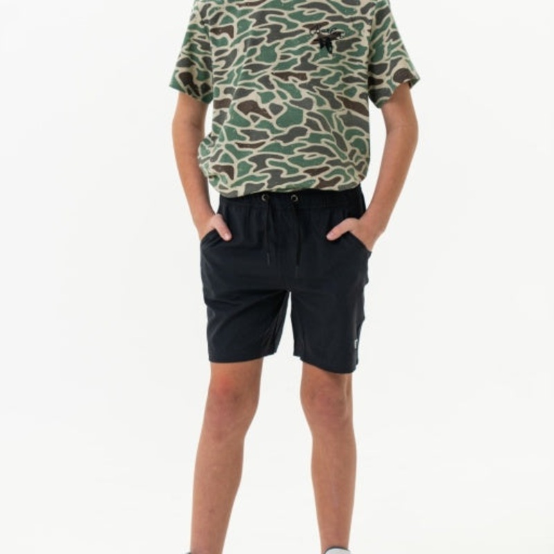 Burlebo Youth Athletic Short Heather Black | Retro Duck Camo Liner