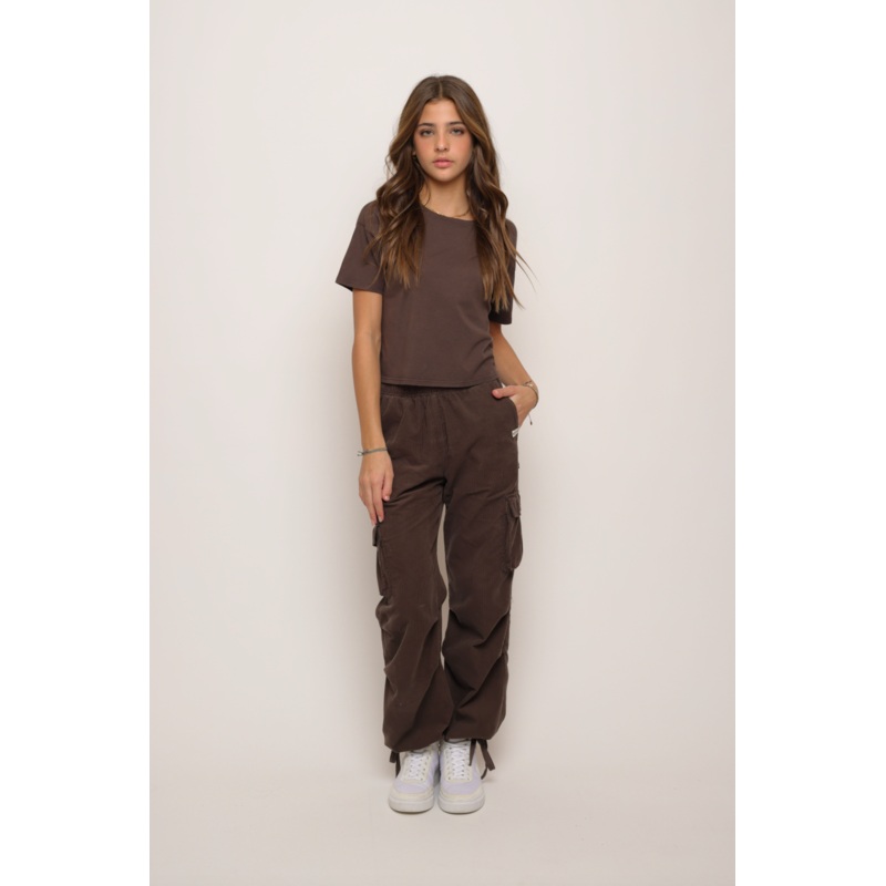 Cotton Jersey Essential Crop Tee – Chocolate