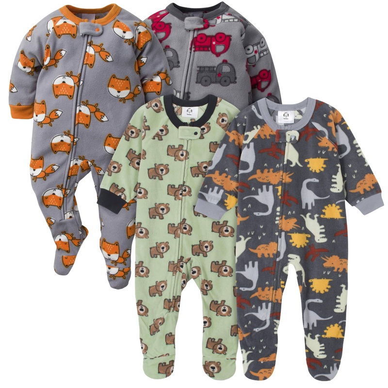 Gerber 4-Pack Baby Boys Trucks & Animals Fleece Pajamas