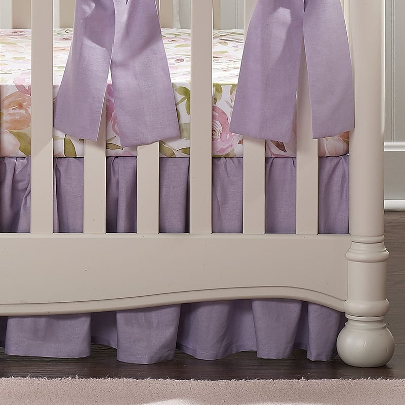 Liz & Roo Petal Lavendar Linen Blend Gathered Crib Skirt 16″ Drop