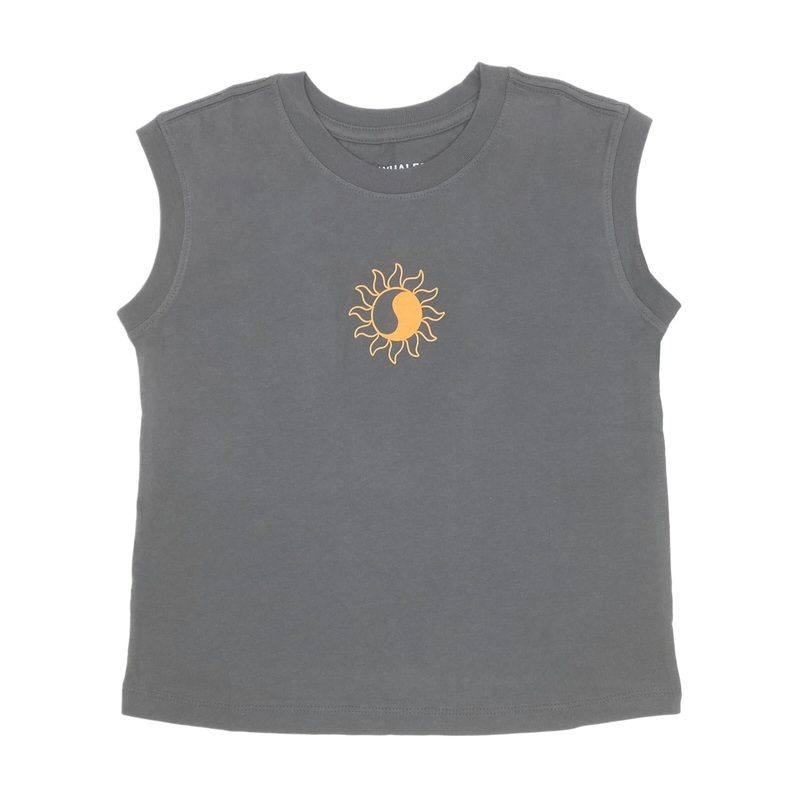 Sun Child Boxy Muscle Tank – Faded Black