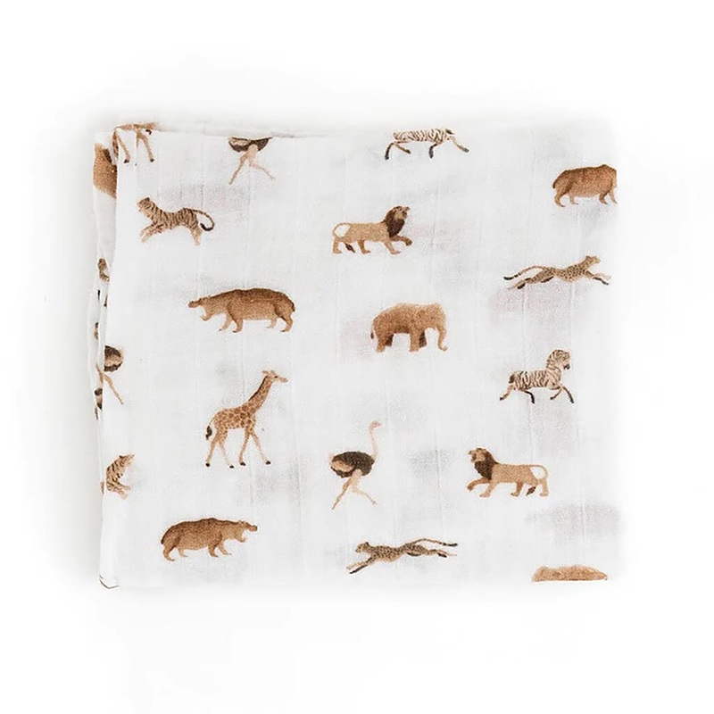 Cotton Muslin Swaddle Animal Crackers