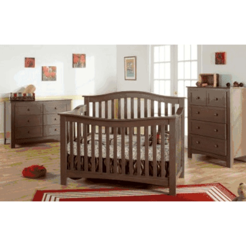 Pali Bolzano 3 Piece Nursery Set in Earth – Crib, Double Dresser & 5 Drawer Dresser