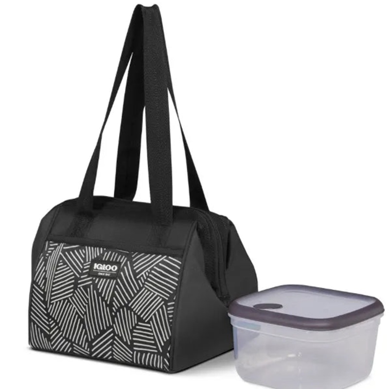 Print Essentials Leftover Lunch Bag with Pack Ins – Black