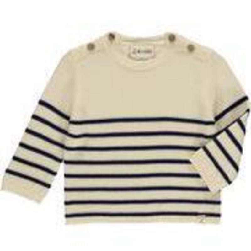Me & Henry Breton Baby Sweater | Cream/Navy Stripe