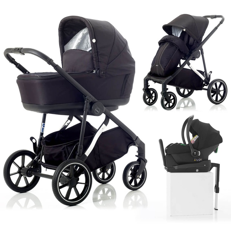 Mee-Go Uno+ 3-in-1 Travel System Plus Base – Black/Chrome