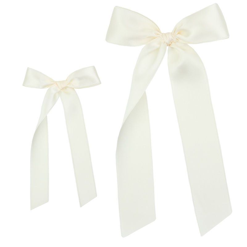 Satin Bow – Cream Sash Clip