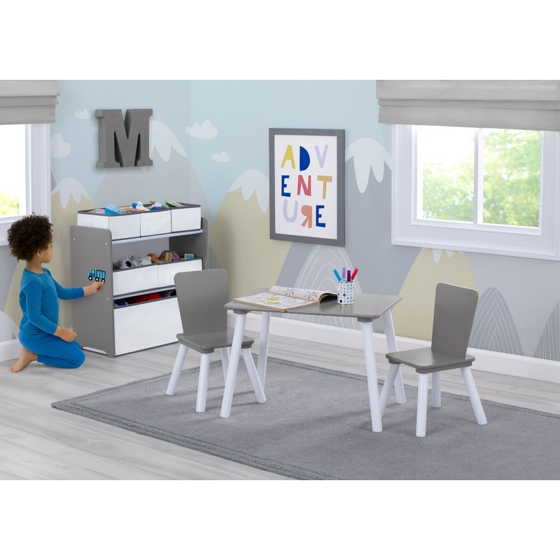 4-Piece Toddler Playroom Set  Includes Play Table and 6 Bin Toy Organizer with Reusable Vinyl Cling Stickers (Copy)