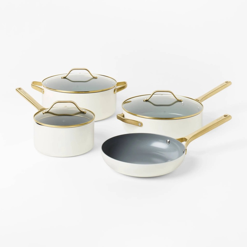 7pc Nonstick Ceramic Coated Aluminum Cookware Set (See Description)