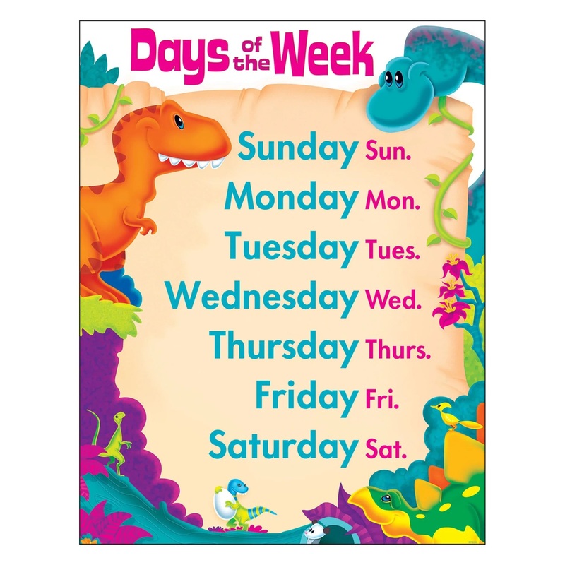Days of the Week Dino-Mite Pals Learning Chart