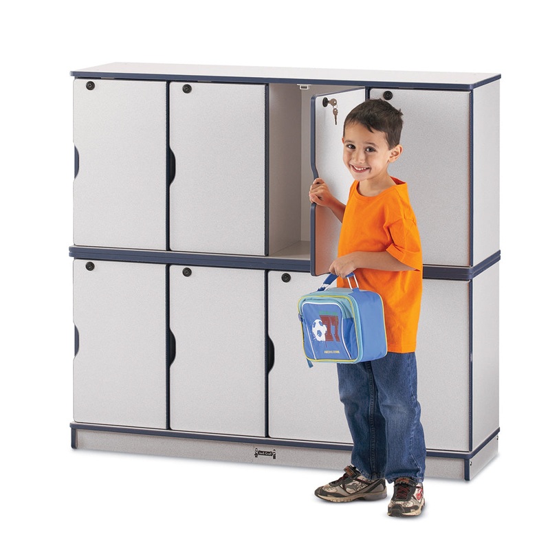 Rainbow Accents Stacking Lockable Lockers –  Triple Stack – Blue